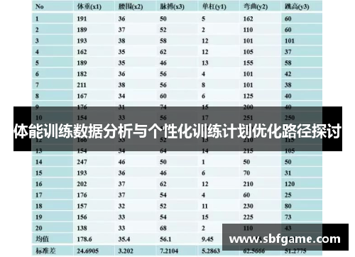 体能训练数据分析与个性化训练计划优化路径探讨